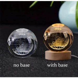 Ahşap Altlıklı Işıklı Cam Küre Güneş Sistemi Temalı, Işıklı Güneş Sistemi Küre, Dekoratif Aydınlatma