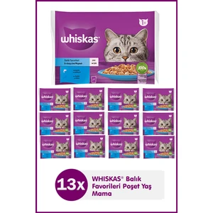 Ctn Whiskas Pure Delight Balık Favorileri Somonlu Ton Balıklı 4X85 gr (13 Adet)