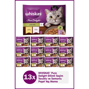 Pure Delight Dilimli Seçim Tavuklu ve Somonlu Yaş Mama 4X85 gr (13 Adet)