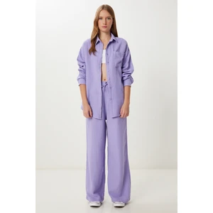 Oversize Müslin Gömlek Pantolon Takım LSA0014 Lila