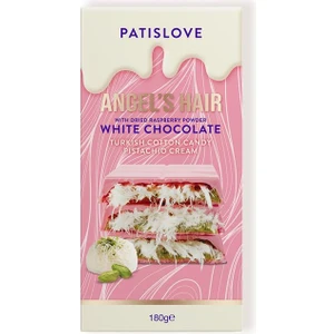 Patislove Antep Fıstığı Kremalı ve Pişmaniye Dolgulu Frambuaz Tozlu Beyaz Çikolata, 180G