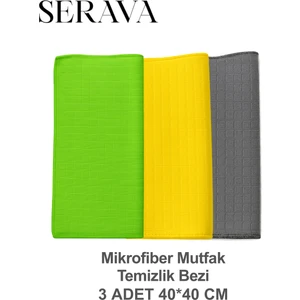 3'lü Mikrofiber Mutfak Temizlik Bezi – Yumuşak, Dayanıklı, Iz Bırakmaz (40X40)