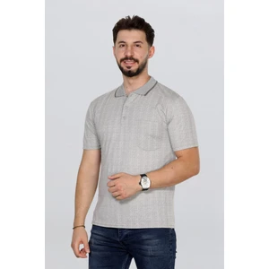 Erkek Baba Tişört Yakalı Cepli Desenli Model Klasik Kesim