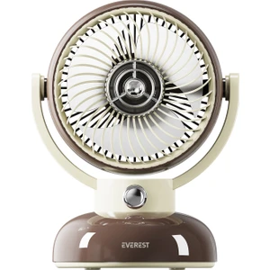 EFN12 Kahve 1200MAH 3 Hız Kademe LED Işıklı Retro Masaüstü USB Fan