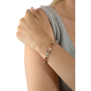 Altın Renkli Rengarenk Mineli Zincir Bileklik