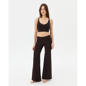 Ayma Active Kadın Kahverengi Flow Şortlu Pantolon - Çift Kat Korsajlı, İç Şort Katmanlı, Bol Paça, Normal Bel, Yoga, Yoga, Pilates ve Günlük Aktiviteler İçin Rahat ve Şık Pantolon