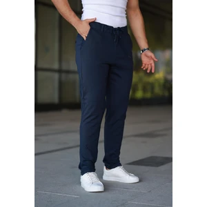 Erkek Lacivert Jogger Pantolon – Bağcıklı Fermuarlı Cepli - 2534
