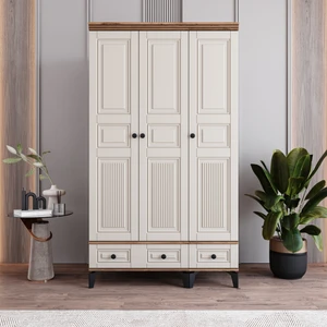 Terra 3 Kapaklı Çekmeceli Gardırop Tamamı Mdf (Aytaşı)