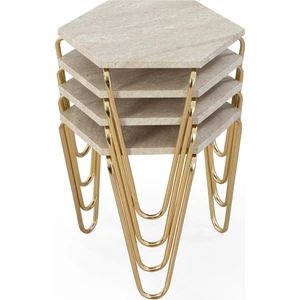 Taş Desen  Gold  - 4 Lü Piramit Zigon Sehpa