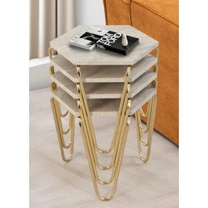 Traverter  - 4 Lü Piramit Zigon Sehpa