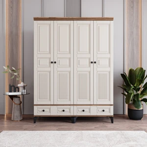 Terra 4 Kapaklı Çekmeceli Gardırop Tamamı Mdf (Aytaşı)