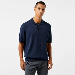 Erkek Lacivert Classic Fit Kısa Kollu Triko