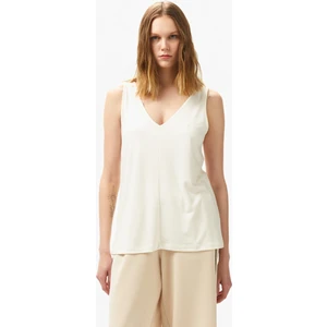 Kadın Krem Relaxed Fit T-Shirt
