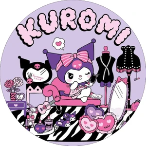 Deniz Parti Kuromi Yuvarlak Pasta Yenilebilir Resim Baskı 20 cm