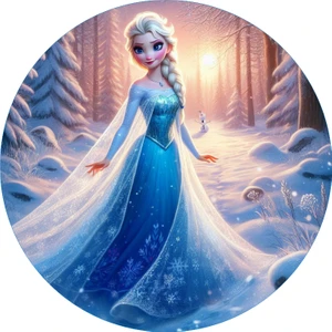 Deniz Parti Frozen Yuvarlak Pasta Yenilebilir Resim Baskı 20 cm