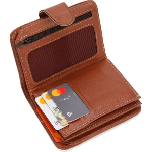 Kot Kumaş Bozuk ve Kağıt Para Kartlık ve Cüzdan NEWPOLO134 - Taba