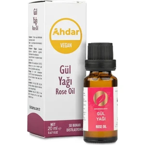 Ahdar Vegan Gül Yağı 20 ml | Doğal & Saf | Cilt Bakımı İçin Uçucu Bitkisel Yağ