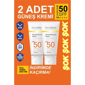 2 Adet Spf 50+ Güneş Koruma Vitaminli Yüz ve Vücut Güneş Kremi 2 x 100ML