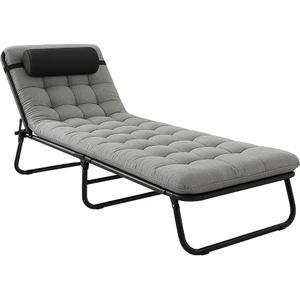 Minderli Yastıklı Kamp Yatağı Katlanır Şezlong Kampet Siyah 1630