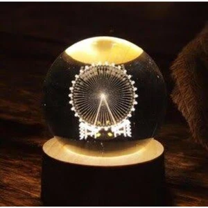 Gece Lambası Ahşap Altlıklı Işıklı Cam Küre Güneş Sistemi Temalı, Işıklı Güneş Sistemi Küre, Dekoratif Aydınlatma