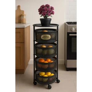 4 Katlı Siyah Açılır Kapanır Sebzelik