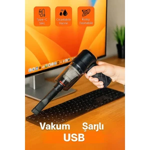 Araç Içi Mini Şarjlı Süpürge | Kablosuz – Güçlü Emiş – USB Şarjlı