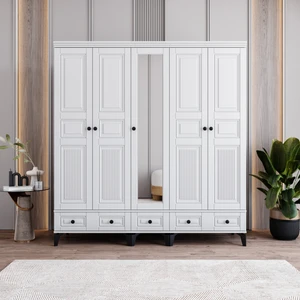 Terra 5 Kapaklı Çekmeceli Gardırop Tamamı Mdf (Beyaz)
