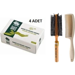 Zeytinyağlı El ve Saç Sabun 125 gr 4 Adet Sabun Bio Care Tarak Saç Fırçası Klasik Şekil Verme Fön 1+1 Adet