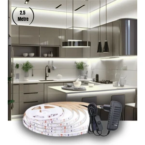 2.5 Metre Beyaz Şerit LED Işık Seti Butonlu Mutfak Tezgah Çalışma Masası Raf Işıkları SB-6556