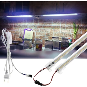 2 Adet 50 cm 220V Şeffaf Çubuk Bar LED Beyaz Işık ve Butonlu Fiş SB-6553