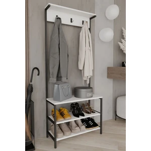 Vega Portmanto Askılık Vestiyer Konfeksiyon Askısı Ayakkabılık Dolabı-Beyaz