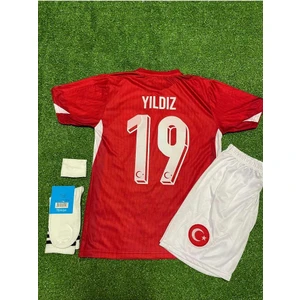Türkiye Euro 2024 Kenan Yıldız Iç Saha Çocuk Forması 4'lü Set (Red)