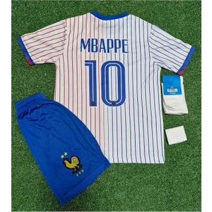Fransa Euro 2024 Kylian Mbappe Çocuk Forması 4'lü Set (White))