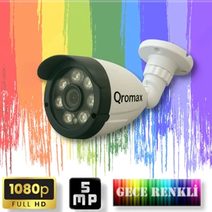 Qromax Gece Renkli Gösteren TurboHD 5Mp Lensli 8 Warm Ledli Güvenlik Kamerasi 3908W