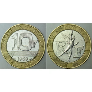 Fransa 10 Frank 1989 Bimetal.
