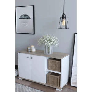 Süper Basic Ayakkabılık 2 Kapaklı Açık Raflı Portatif Dolap Çok Amaçlı Raf Cordoba