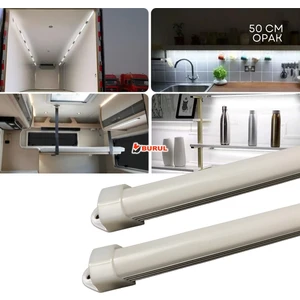 2 Adet Alüminyum Kasa Çubuk LED 12 Volt Beyaz Işık 50 cm Opak Karavan Tekne Otomobil SB-6550