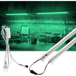 2 Adet 50 cm 220V Şeffaf Çubuk Bar LED Yeşil Işık ve Butonlu Fiş SB-6553