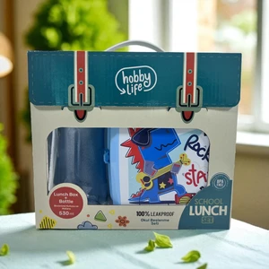 Okul Beslenme Seti: Su Matarası (530ML) ve Desenli Beslenme Kutusu (5PP En Güvenilir Plastik Sınıfı)