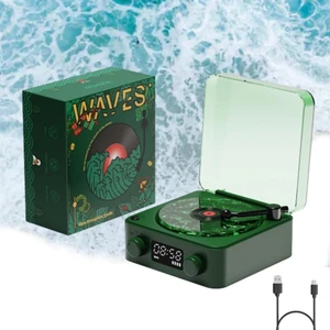 Waves Nostalji Plak Görünümlü Bluetooth Hoparlör Retro Müzik Plak (Ses Bombası)