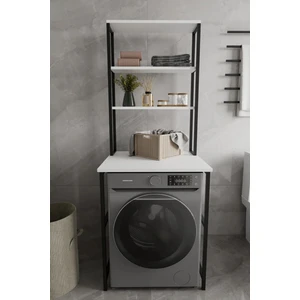 Çamaşır Makina Üstü Dolap Banyo Rafı Çok Amaçlı Banyo Dolabı 65LİK Çok Raflı Düzenleyici -Beyaz
