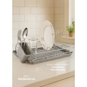 Tek Katlı Bulaşıklık Tezgah Üstü Tabaklık Bpa Free Bulaşık Sepeti Gri