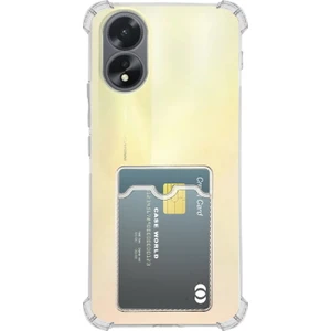 Caseworld Oppo A38 Kapak ile Uyumlu Kamera Korumalı Kartlıklı Darbe Emici Özellikli Şeffaf Silikon Kılıf