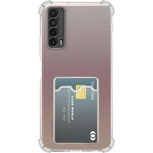 Caseworld Huawei P Smart 2021 Kapak ile Uyumlu Kamera Korumalı Kartlıklı Darbe Emici Özellikli Şeffaf Silikon Kılıf