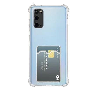 Caseworld Samsung S20 Kapak ile Uyumlu Kamera Korumalı Kartlıklı Darbe Emici Özellikli Şeffaf Silikon Kılıf