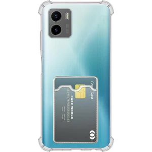 Caseworld Vivo Y15S Kapak ile Uyumlu Kamera Korumalı Kartlıklı Darbe Emici Özellikli Şeffaf Silikon Kılıf