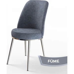 Dexa Serisi Sandalye Füme Renk Krom Ayaklı Mutfak Sandalyesi Silinebilir Kumaş