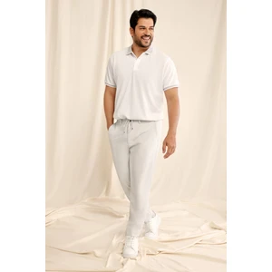 AC&Co / Altınyıldız Classics Erkek Çekmeyen Pamuklu Kumaş Slim Fit Dar Kesim Beyaz Kıvrılmaz Polo Yaka T-shirt
