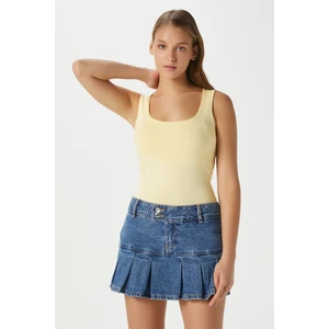 Kadın Glossy %100 Pamuk Tereyağ Sarısı Bluz