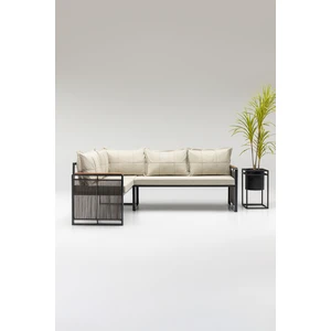 Maya Köşe Takımı Bej-Antrasit (Balkon-Bahçe-Mutfak)